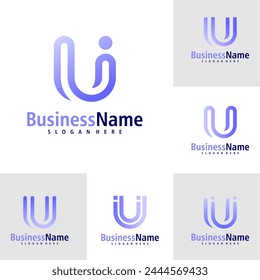 Set of Letter U logo design vector. Creative Initial U logo concepts template