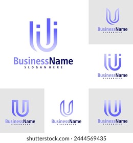 Set of Letter U logo design vector. Creative Initial U logo concepts template