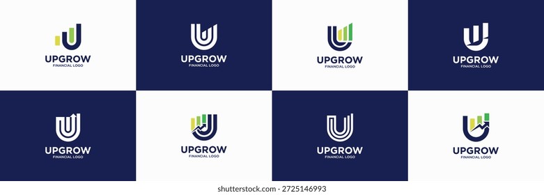 Conjunto de letras U Logo Design. Gráfico de diagrama de gráfico Forma Geométrica. Usável para logotipos de finanças, negócios e marcas. Elemento de modelo de ícone de vetor de design plano