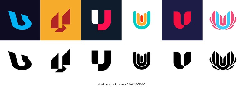 Set of letter U logo. Icon design. Template elements - Collection of vector sign
