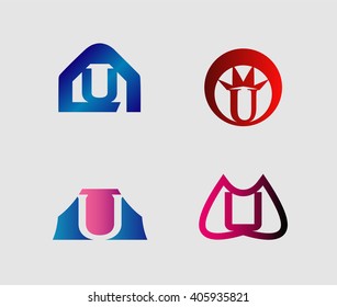 Set of letter U logo icons design template elements. Collection of vector signs.
