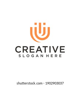 Set of letter U logo illustraction vector graphic design template. Good for business, company, icon, modern, technology, internet, brand, advertising, and business card