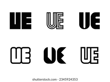 Conjunto de logotipos de la UE. Resumen de colección de logotipos con letras. Logotipos geométricos abstractos
