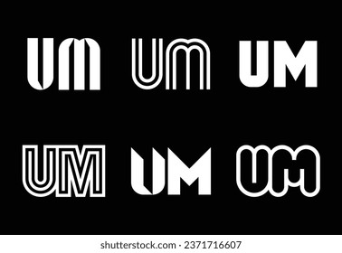 Set of letter UM logos. Abstract logos collection with letters. Geometrical abstract logos