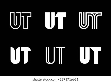 Set of letter UT logos. Abstract logos collection with letters. Geometrical abstract logos
