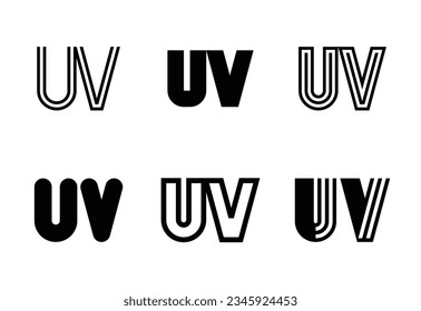 Set of letter UV logos. Abstract logos collection with letters. Geometrical abstract logos