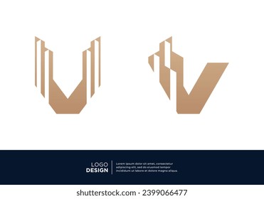 Set von Buchstabe V Gebäude Immobilien Logo Designs.