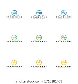 plantilla vectorial de diseño de logotipo V de letra fija