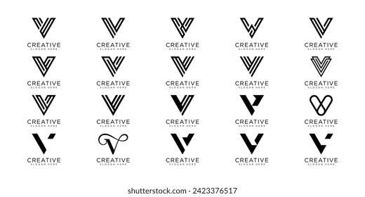 set of letter v logo design template