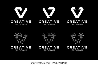 Conjunto de Plantillas de diseño de logotipo de letra V. Símbolos aislados modernos de la letra V para marcas y tecnología