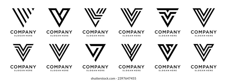 Set of letter V logo. Icon design. Template elements - Collection of vector sign