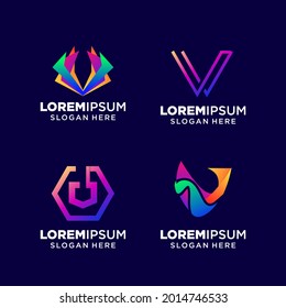 set of Letter V logo vector illustration, Design inspiration. Colorful icons