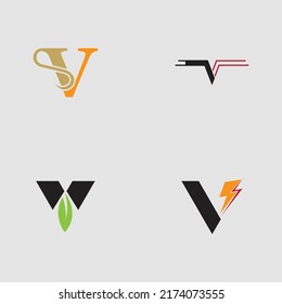 set of Letter V logo vector illustration design template