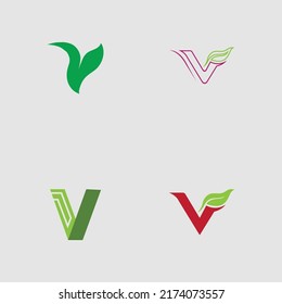 set of Letter V logo vector illustration design template