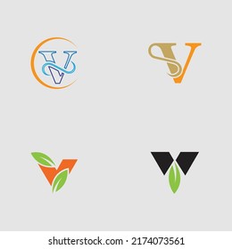 conjunto de plantillas de diseño de ilustración vectorial del logotipo de la carta V