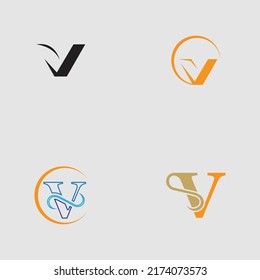 set of Letter V logo vector illustration design template
