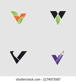 set of Letter V logo vector illustration design template