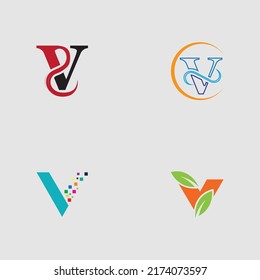 set of Letter V logo vector illustration design template