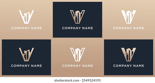 set letter V real estate logo