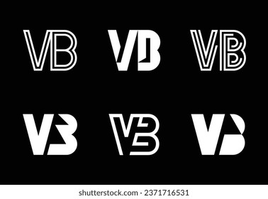 Set of letter VB logos. Abstract logos collection with letters. Geometrical abstract logos
