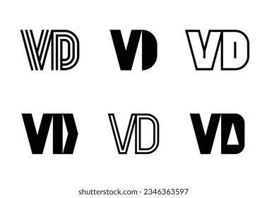 Set von Buchstaben VD Logos. Abstrakte Logos-Kollektion mit Buchstaben. Abstrakte geometrische Logos