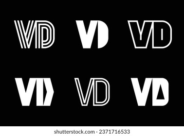 Conjunto de logotipos VD de letras. Resumen de colección de logotipos con letras. Logotipos geométricos abstractos