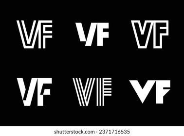 Set of letter VF logos. Abstract logos collection with letters. Geometrical abstract logos