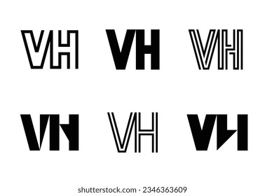Set of letter VH logos. Abstract logos collection with letters. Geometrical abstract logos