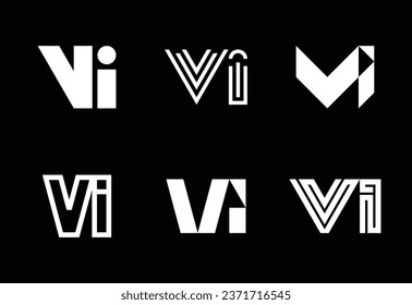 Set of letter VI logos. Abstract logos collection with letters. Geometrical abstract logos