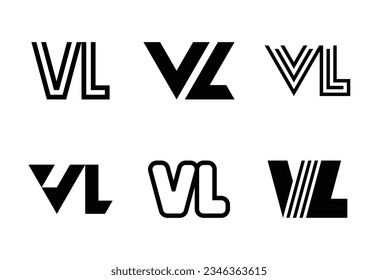 Set of letter VL logos. Abstract logos collection with letters. Geometrical abstract logos