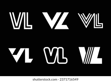 Set of letter VL logos. Abstract logos collection with letters. Geometrical abstract logos