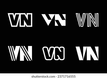 Set of letter VN logos. Abstract logos collection with letters. Geometrical abstract logos