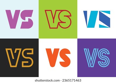 Set of letter VS logos. Abstract logos collection with letters. Geometrical abstract logos