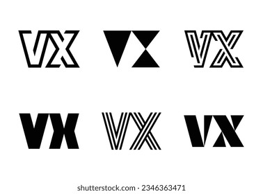Conjunto de logotipos VX de letras. Resumen de colección de logotipos con letras. Logotipos geométricos abstractos