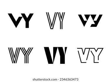 Conjunto de logotipos de letra VY. Resumen de colección de logotipos con letras. Logotipos geométricos abstractos