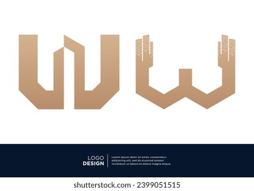 Set of letter W building real estate logo designs.
