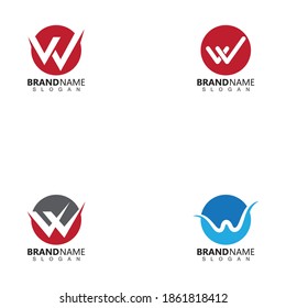 Set of Letter W, Check Logo Design Template