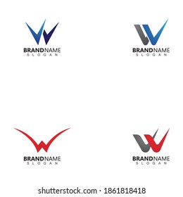 Set of  Letter W, Check Logo Design Template