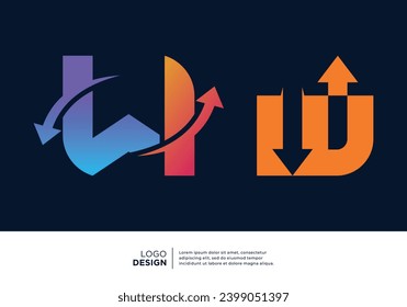 Set of letter W Financial Chart Logo Design.
