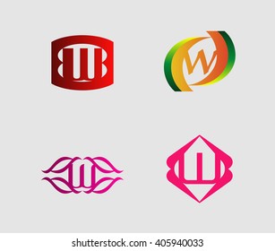 Set of letter W logo
