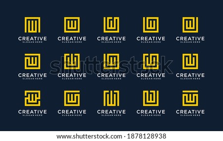Set of letter W logo in circle style