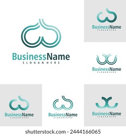 Set of Letter W logo design vector. Creative Initial W logo concepts template