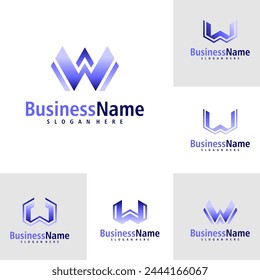 Set von Letter W Logo Design Vektorgrafik. Creative Initial W-Logo-Konzepte Vorlage