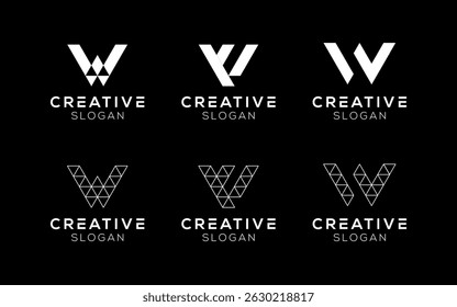 Set of Letter W logo design templates. Modern isolated Letter W symbols for brands and technology