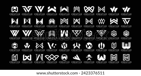 set of letter w logo design template