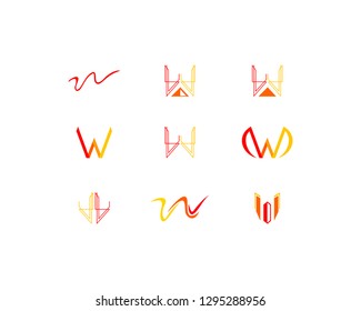 Set of Letter W logo icon design template elements