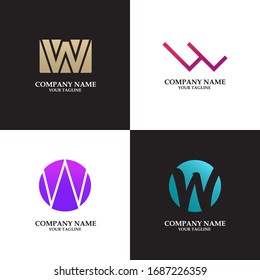 Set of Letter W logo icon design template elements
