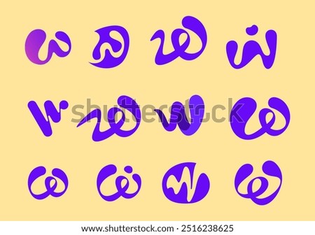 set letter w logo symbol, iconic and unique look