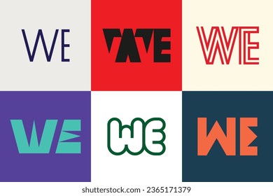 Set of letter WE logos. Abstract logos collection with letters. Geometrical abstract logos