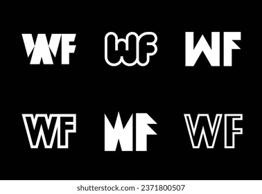 Conjunto de logotipos WF de letras. Resumen de colección de logotipos con letras. Logotipos geométricos abstractos